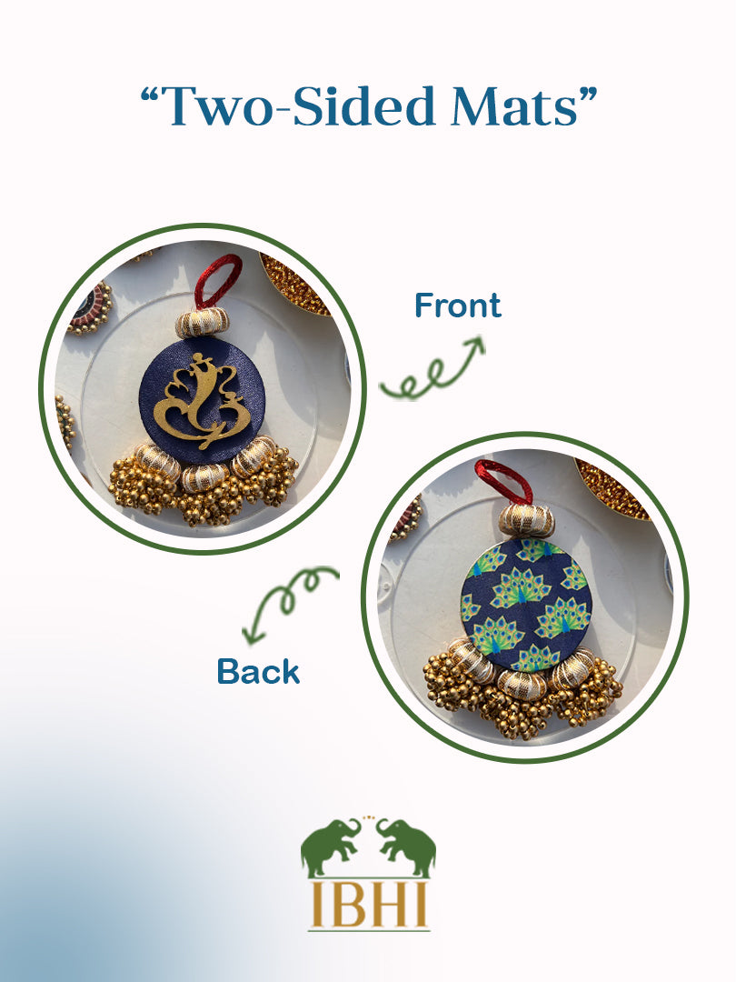 Mini Ganesh Charm: Solid Blue + Flare Mor Bani Thangat Kare