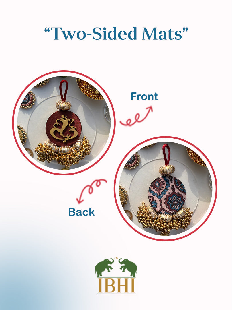 Mini Ganesh Charm: Solid Wine+ Upended Confluence Intense Ajrakh