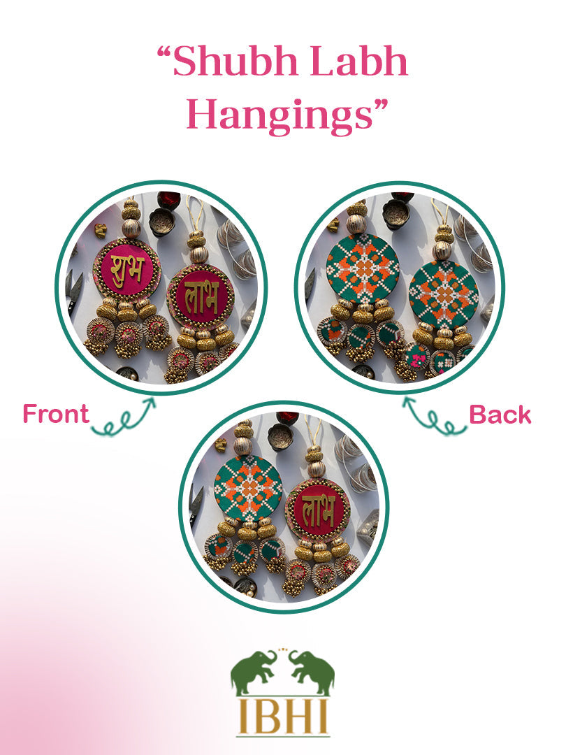 IBHI's Classic Shubh Labh Danglers- Set of 2