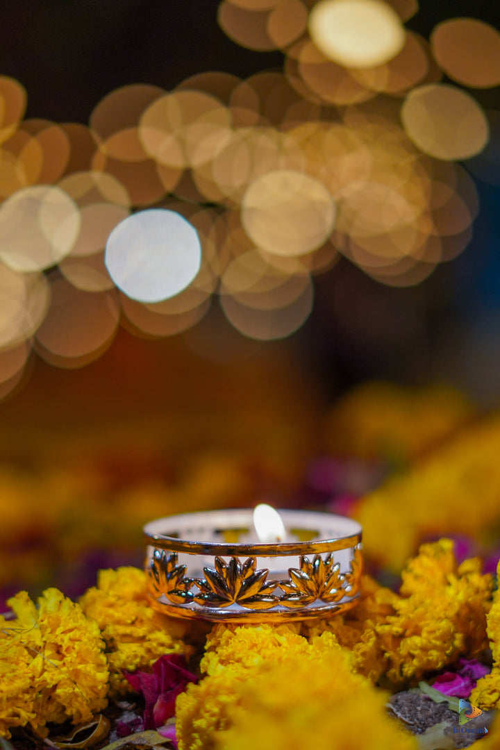 Chamkila Rose Gold Lotus Tealight Candles: Set of 6