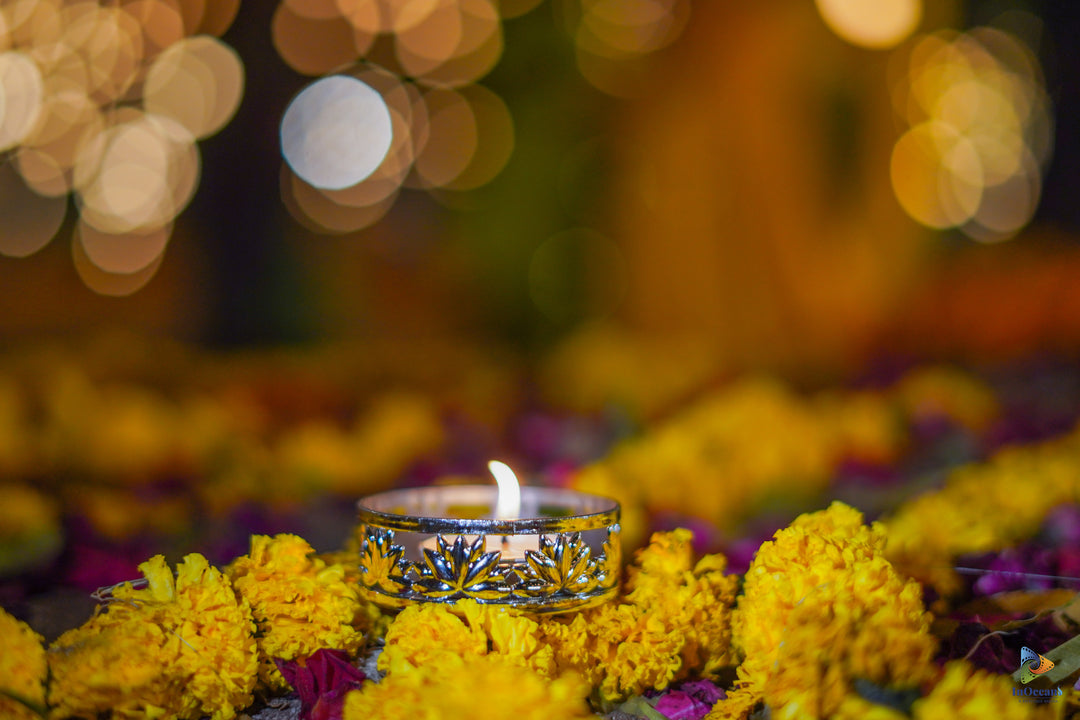Chamkila Rose Gold Lotus Tealight Candles: Set of 6