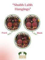 Load image into Gallery viewer, Vermillion Congruous Divine Pichwai Shubh Labh Floral Danglers