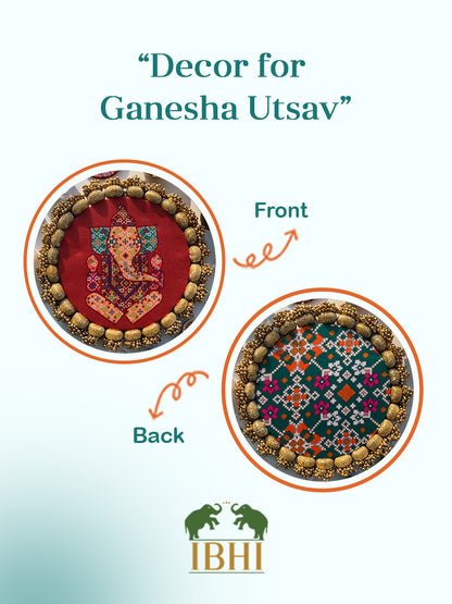 Micro Ganesh Medley: Solid Vermillion + Bottle Green Navratna Patola