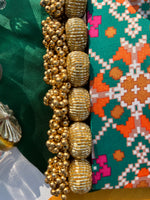 Load image into Gallery viewer, Mini Bling Masakali Rangoli: OG Inflorescence Divine Pichwai + Bottle Green Navratna Patola