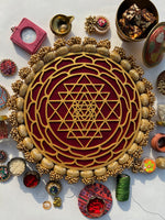 Load image into Gallery viewer, Manjari Rangoli: Solid Wine + Octagonal Ornamentation Intense Ajrakh
