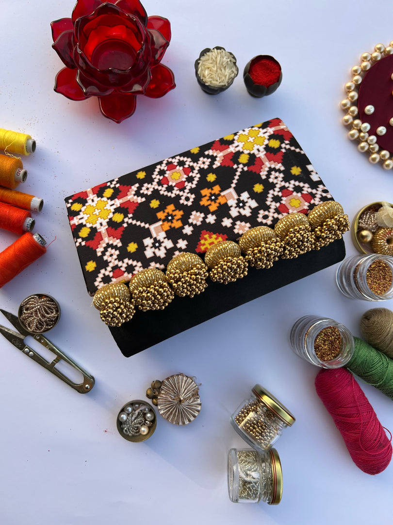 Seven Heaven Micro Beaded Solid Silk Clutch