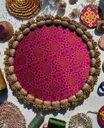 Load image into Gallery viewer, Piolet Violet Kamal Bandhej + Maroon Navratna Patola Rangoli- 10 inches basal diameter | 13 inches total diameter