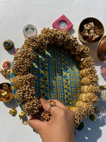 Load image into Gallery viewer, Golden Yellow Navratna Patola Dangler Platter (Medium)
