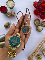 Load image into Gallery viewer, Upended Confluence Beaded Silk Thread Lumba &amp; Beaded Emblem Rakhi
