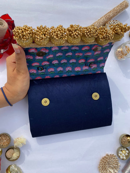 Seven Heaven Micro Beaded Solid Silk Clutch