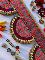 Load image into Gallery viewer, THE DANGLER-ARC TORAN- 8 Pink and Red Navrtana Patola Copper Beaded Arc Toran
