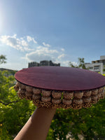 Load image into Gallery viewer, Vermillion Congruous Divine Pichwai + Solid Maroon Dangler Platter (Large)
