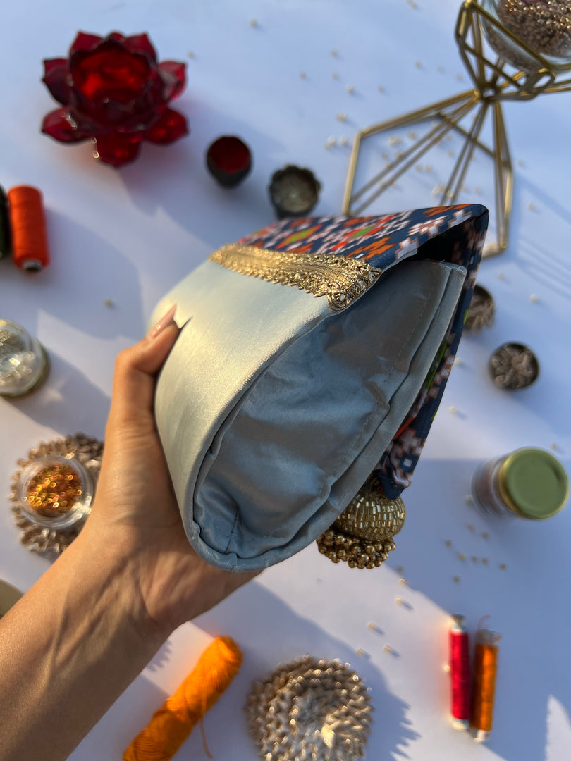 Seven Heaven Micro Beaded Solid Silk Clutch