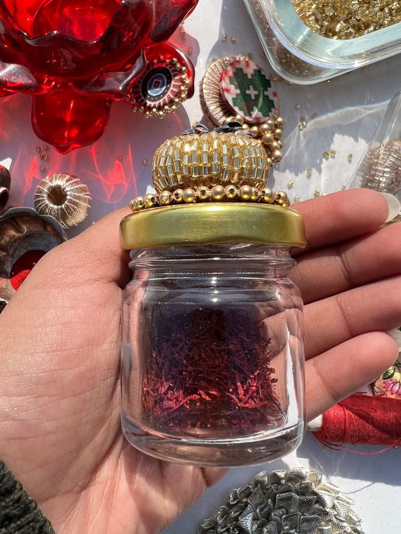 Bling Too Much Beaded Maroon Navratna Patola Mini Jar