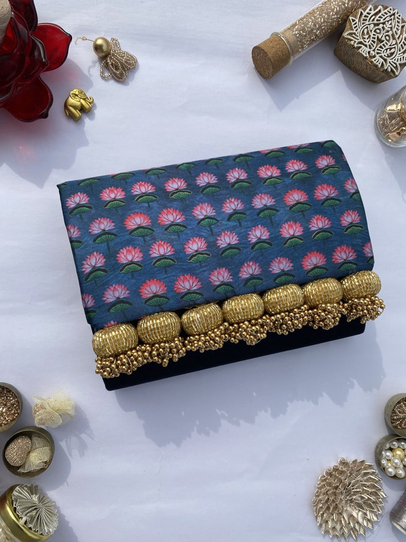 Seven Heaven Micro Beaded Solid Silk Clutch