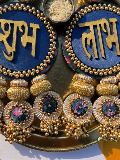 IBHI's Classic Shubh Labh Danglers- Set of 2