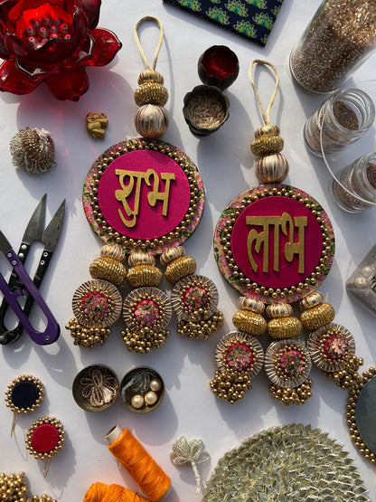 IBHI's Classic Shubh Labh Danglers- Set of 2