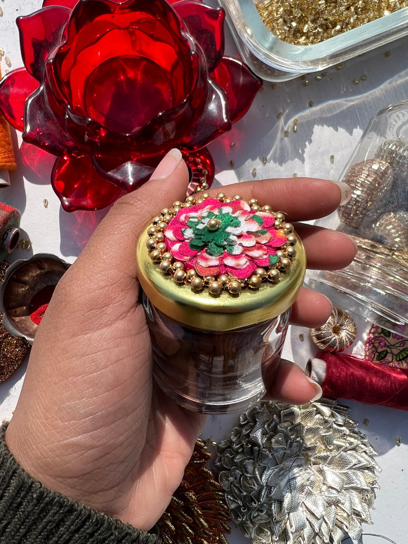 Bling Too Much Vermillion Congruous Divine Pichwai Mini Jar