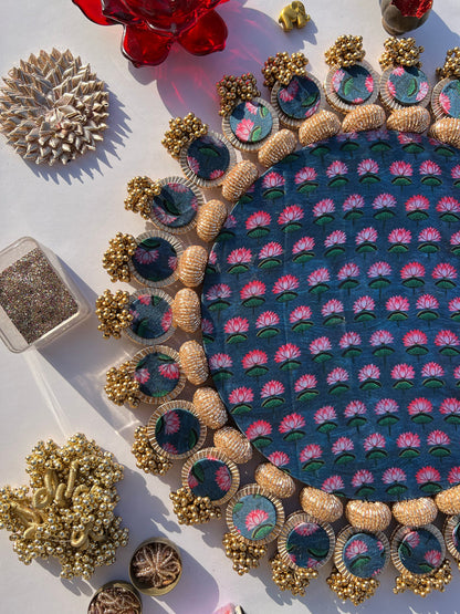 Inflorescences & Pink Colloquial Divine Pichwai Whole Emblem Glass Rhapsody Lumba Rangoli