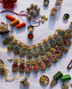 Load image into Gallery viewer, The Ready To Glam Maroon + Bottle Green Navratna Patola Glass Beaded Toran (Flexible)
