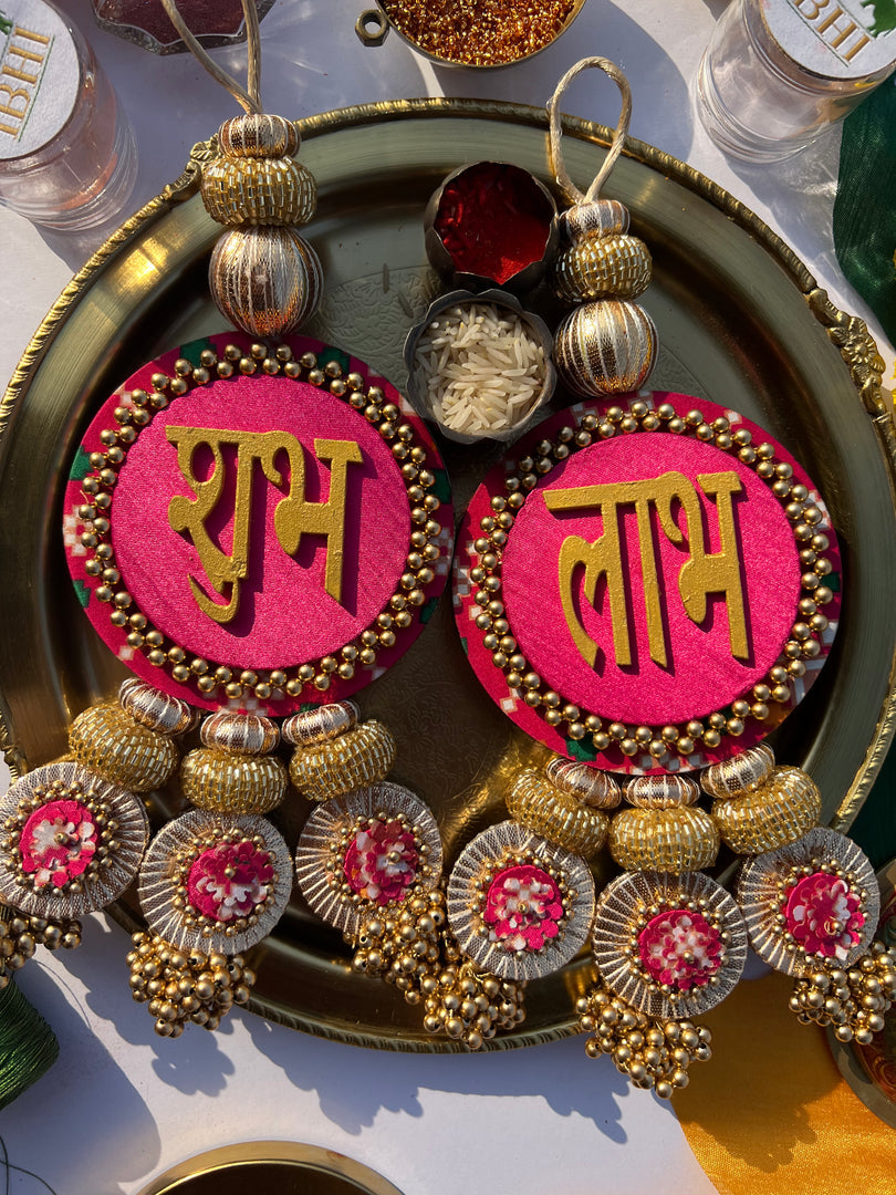 IBHI's Classic Shubh Labh Danglers- Set of 2