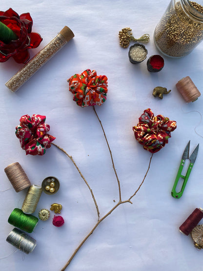 Christmas Blooms Scrunchie: Set of 3