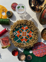 Load image into Gallery viewer, FIFO Pallet : Bottle Green + Pink Navratna Patola
