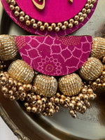 Load image into Gallery viewer, Rosie Rani + Kamal Bandhej Arc Embellished Shubh Labh Tassels