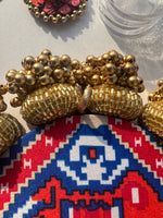 Load image into Gallery viewer, Diva Diya : Golden Yellow Navratna Patola + Royal Blue Hathi Popat Patola