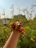 Load image into Gallery viewer, Golden Yellow Hathi Popat Patola scrunchie