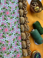 Load image into Gallery viewer, Extra Large Bling Masakali Rangoli: Solid Pistachio + Pastel Pistachio Inflorescence Divine Pichwai
