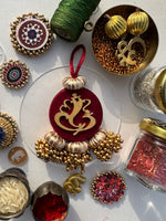 Load image into Gallery viewer, Mini Ganesh Charm: Solid Maroon + Vermillion Congruous Divine Pichwai