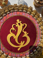 Load image into Gallery viewer, Ganesh Motif Pallet + Hanging: Vermillion Congruous Divine Pichwai &amp; Quill Mor Bani Thangat Kare
