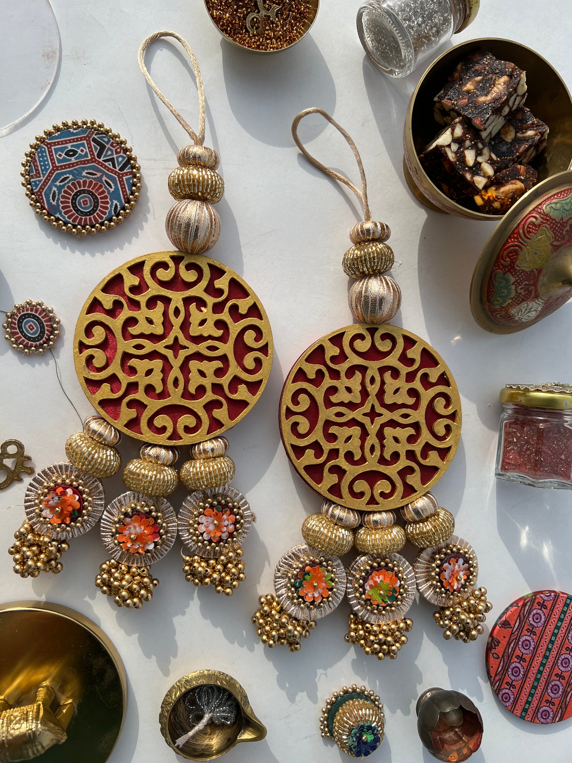 Dual sided wall hanging Navratna Patola festive decor India