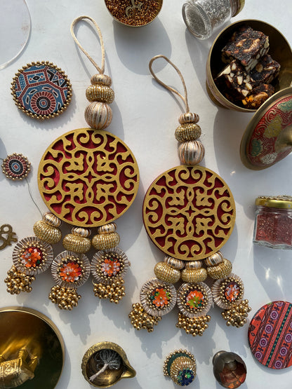 Dual sided wall hanging Navratna Patola festive decor India
