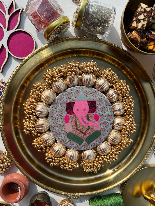 Ganesh Medley Joker Poker: Pastel Pistachio + Pink Navratna Patola