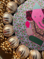 Load image into Gallery viewer, Ganesh Medley Joker Poker: Pastel Pistachio + Pink Navratna Patola
