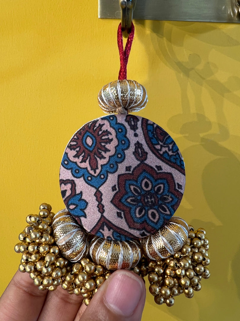 Mini Ganesh Charm: Solid Wine+ Upended Confluence Intense Ajrakh