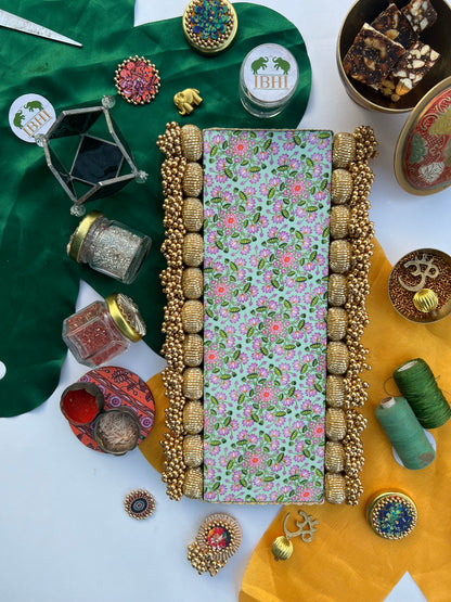 Extra Large Bling Masakali Rangoli: Solid Pistachio + Pastel Pistachio Inflorescence Divine Pichwai