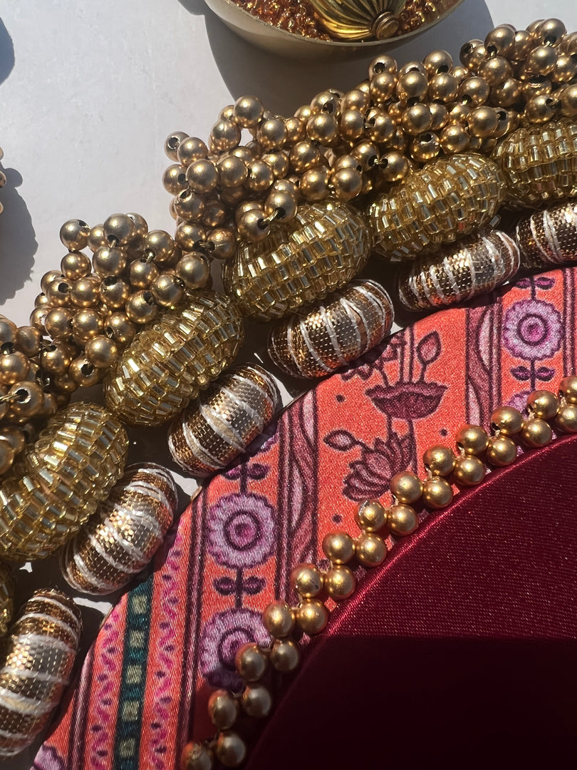 Ganesh Motif Pallet + Hanging: Vermillion Congruous Divine Pichwai & Quill Mor Bani Thangat Kare