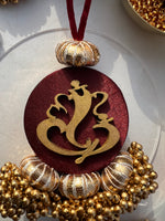 Load image into Gallery viewer, Mini Ganesh Charm: Solid Wine+ Upended Confluence Intense Ajrakh