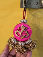 Load image into Gallery viewer, Mini Ganesh Charm: Solid Pink + OG Inflorescence Divine Pichwai