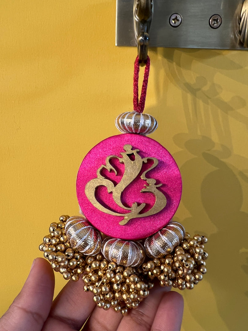 Mini Ganesh Charm: Solid Pink + OG Inflorescence Divine Pichwai
