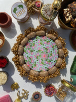 Load image into Gallery viewer, Mandala DIVA DIYA Pallet: Solid Pastel Pistachio + Pastel Pistachio Inflorescence  Divine Pichwai