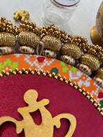 Load image into Gallery viewer, Ganesh Motif Pallet + Hanging: Golden Yellow Navratna Patola
