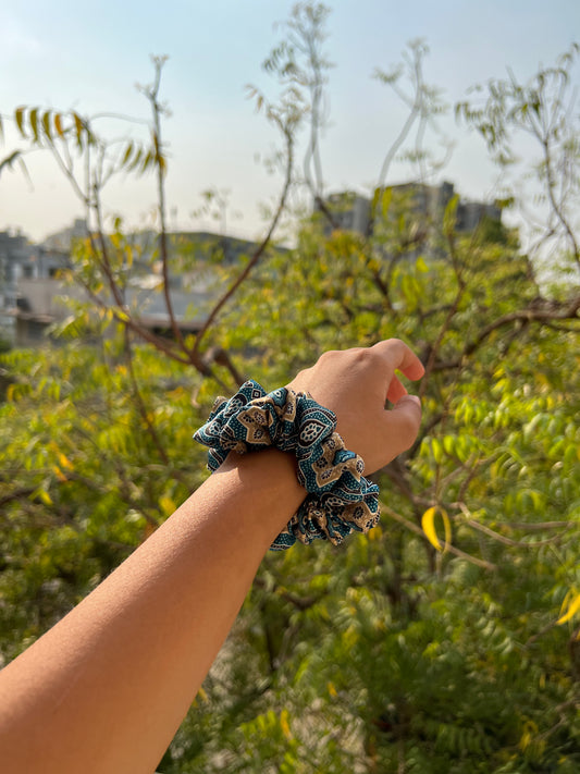 Turkish Hues Intense Ajrakh Scrunchie