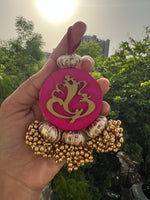 Load image into Gallery viewer, Mini Ganesh Charm: Solid Pink + OG Inflorescence Divine Pichwai