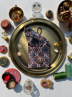 Load image into Gallery viewer, POCKET SQUARE + MINI POUCH: Upended Confluence + Octagonal Blossom Intense Ajrakh