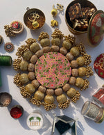 Load image into Gallery viewer, Spherical Chaandbali OG Inflorescence Divine Pichwai and Maroon Navratna Patola Diya Pallet