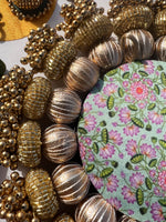 Load image into Gallery viewer, Teardrop Pallet: Mirror+ Pastel Pistachio Inflorescence Divine Pichwai

